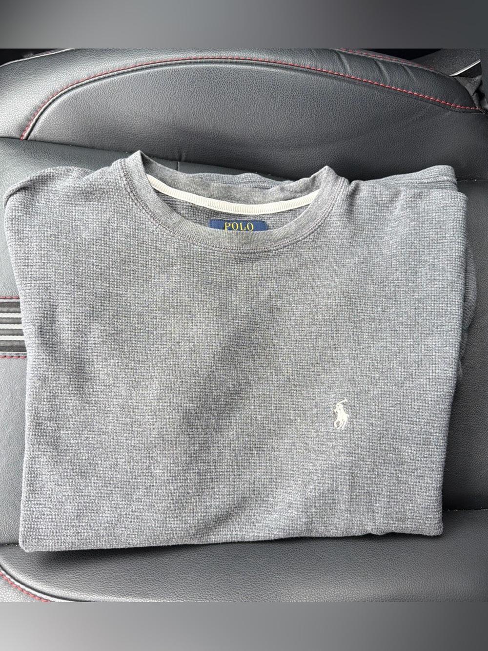 Polo Ralph Lauren Light Gray Waffle Knit Tshirt. 100% cotton. Size medium.